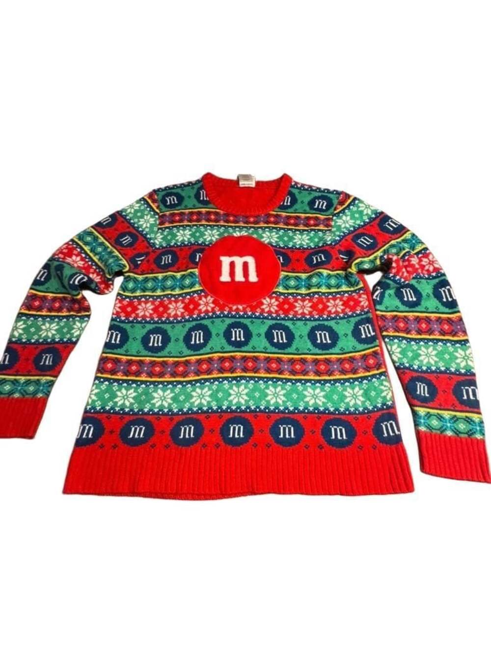 M&M's Holiday Fair Isle Ugly Christmas Sweater Pullover Size Large